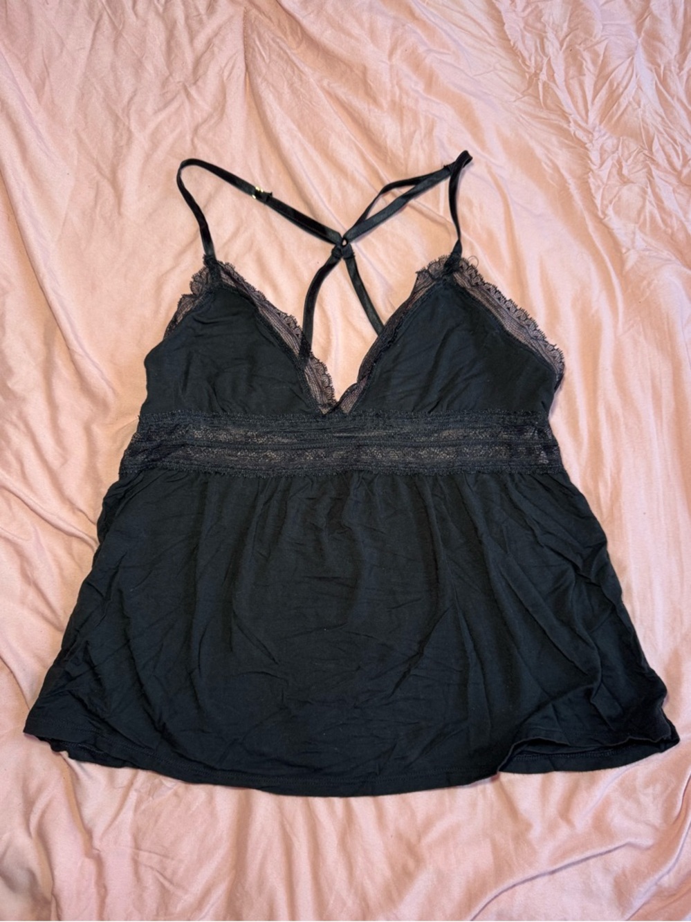 Victoria’s Secret Black Lace Trim Cami Tank Top